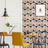 Dining Room with Retro Print Wallpaper