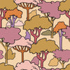 Thumbnail of tree wallpaper in olive green, earthy orange and grape colourway 