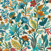 Eclectic Eden Wallpaper in Teal and Tan on Vintage Cream